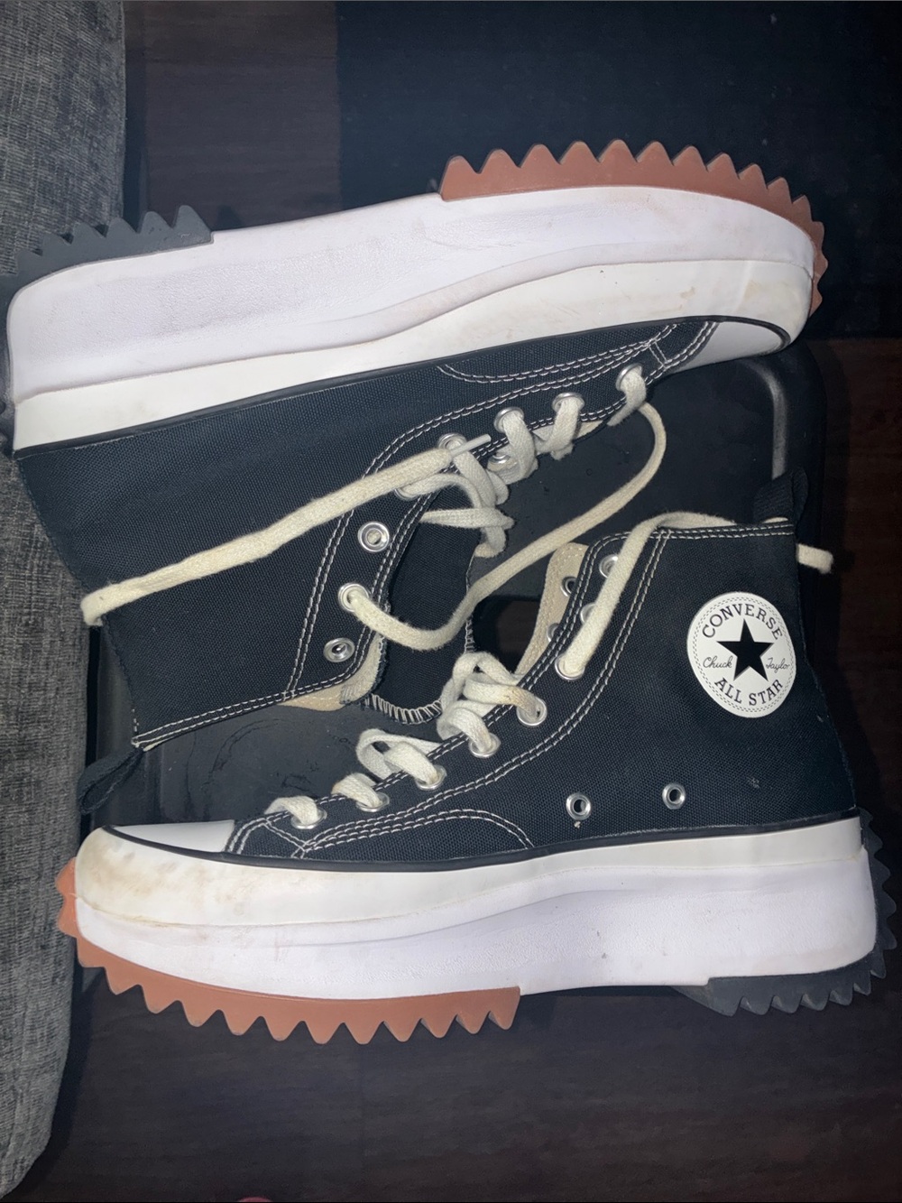 Converse Black High-Top Platform Sneakers with Two-Tone Serrated Sole